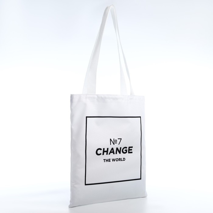 Шопер «Измени мир» 35х0.5х40 см, отдел без молнии, без подклада, белый Шопер «Измени мир» 35х0.5х40 см, отдел без молнии, без подклада, белый