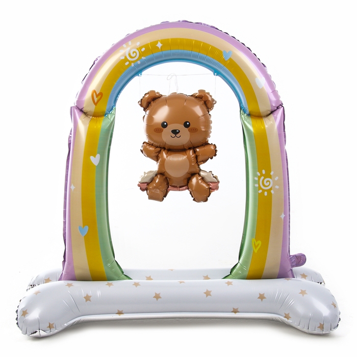 Шар фольгированный 44" &laquo;Медвежонок на качелях&raquo;, на подставке, под воздух