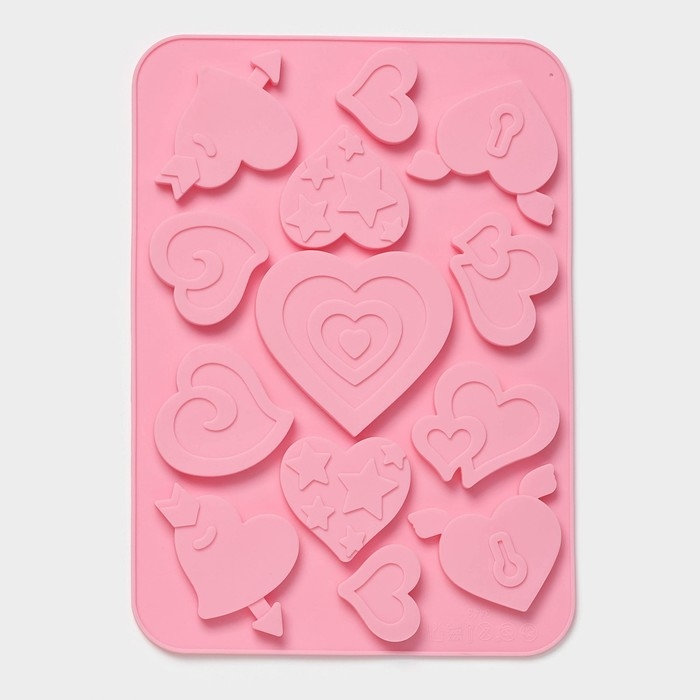 Форма для шоколада Доляна «Амуры», силикон, 13 ячеек, 23×16,5×0,5 см, цвет розовый Форма для шоколада Доляна «Амуры», силикон, 13 ячеек, 23×16,5×0,5 см, цвет розовый