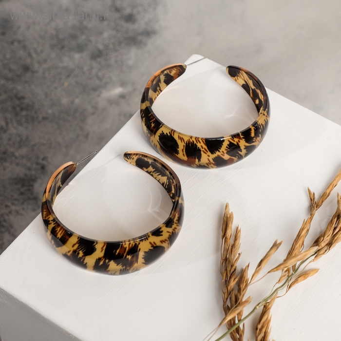 Серьги-кольца «Танзания» леопард, d=5,5, цветные Серьги-кольца «Танзания» леопард, d=5,5, цветные