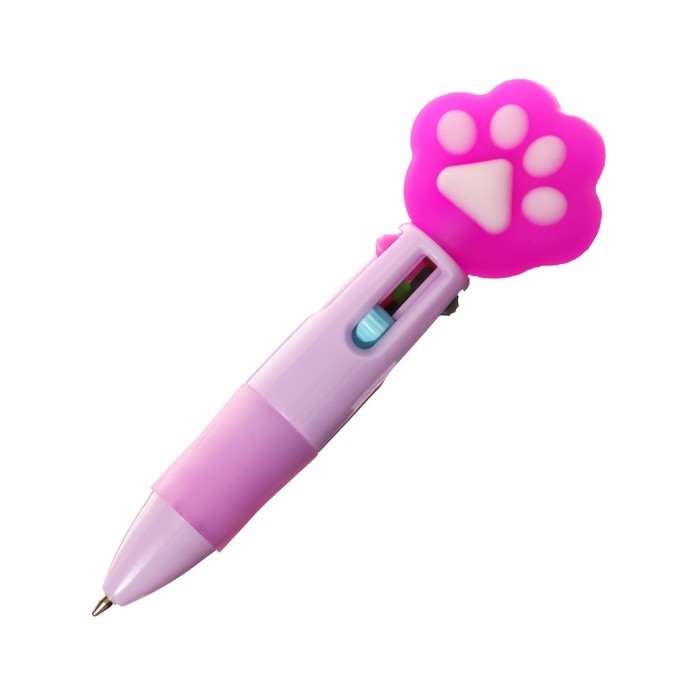 Ручка шариковая автоматическая 4-х цветная, мини, Лапка МИКС