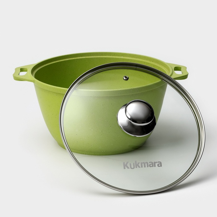 Кастрюля Trendy style, 4 л, d=24 см, h=17,5 см, стеклянная крышка, антипригарное покрытие, цвет зелёный Кастрюля Trendy style, 4 л, d=24 см, h=17,5 см, стеклянная крышка, антипригарное покрытие, цвет зелёный