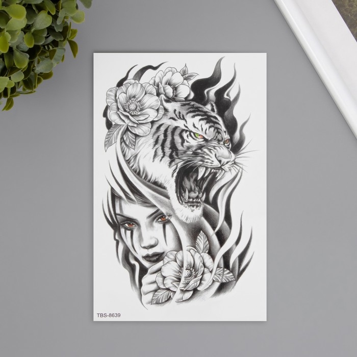 Татуировка на тело чёрная Татуировка на тело чёрная "Хищница" 12х19 см