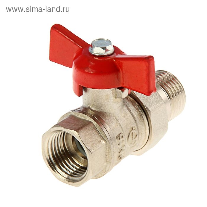 Кран шаровой "ГАЛЛОП" DN-15 232, с американкой 1/2", "бабочка", никелированный