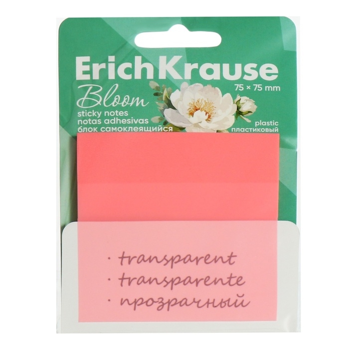 Блок с липким краем пластиковый 75X75 мм, ErichKrause Блок с липким краем пластиковый 75X75 мм, ErichKrause "Pastel Bloom", 50 листов, микс
