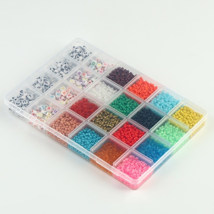 Набор для создания украшений, набор 24 цвета,1 шт. — 3 мм, 400 букв, леска, фурнитура, ножницы Набор для создания украшений, набор 24 цвета,1 шт. — 3 мм, 400 букв, леска, фурнитура, ножницы