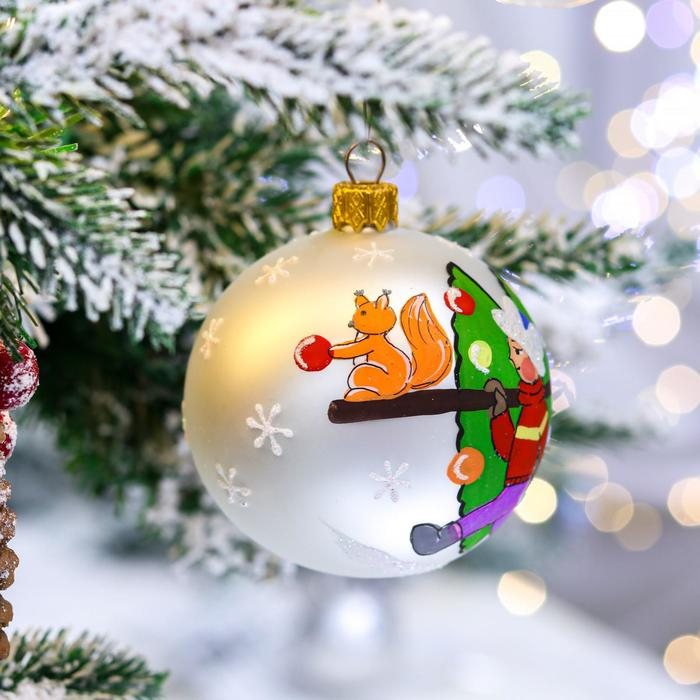 Ёлочная игрушка Шар «Хоровод», 80 мм, ручная роспись, стекло Ёлочная игрушка Шар «Хоровод», 80 мм, ручная роспись, стекло