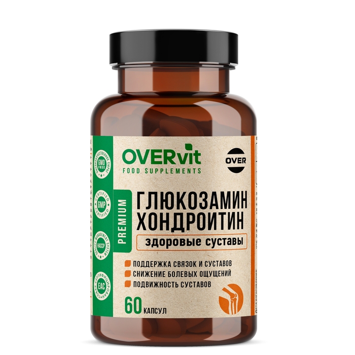 Глюкозамин+Хондроитин OVERvit, 60 капсул Глюкозамин+Хондроитин OVERvit, 60 капсул