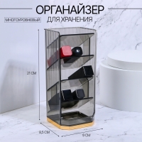 Органайзер для хранения «CALM», многоуровневый, 5 секций, 21 × 9 × 8,5 см, цвет полупрозрачный/чёрный