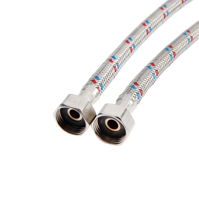 Подводка гибкая для смесителя ZEIN, гайка 1/2", штуцер М10, 50 см, набор 2 шт