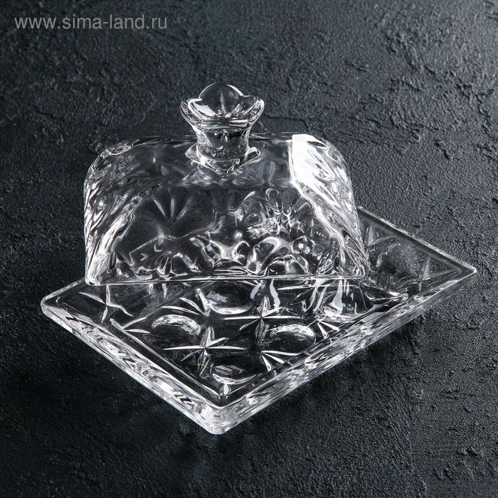 Маслёнка стеклянная Доляна «Семицвет», 15,5×11,5×8 см Маслёнка стеклянная Доляна «Семицвет», 15,5×11,5×8 см