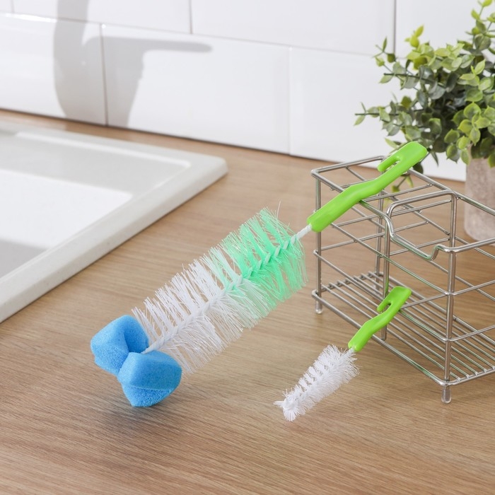 Набор ёршиков для посуды Доляна, 2 шт: 25×6 см, 12×2 см, цвет МИКС Набор ёршиков для посуды Доляна, 2 шт: 25×6 см, 12×2 см, цвет МИКС