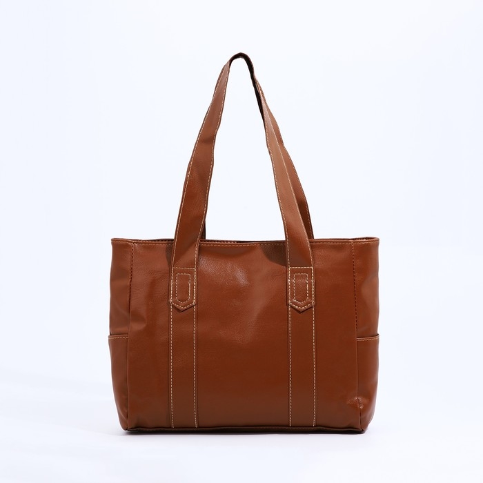 Сумка-шопер женская на молнии цвет коричневый