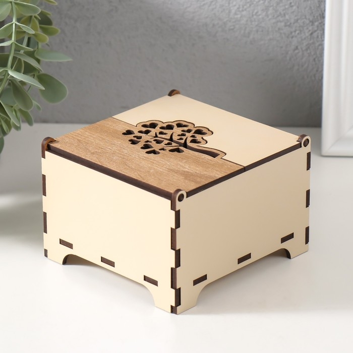 Шкатулка комбинированная  Шкатулка комбинированная "Дерево с сердечками" 10,5х10х7 см