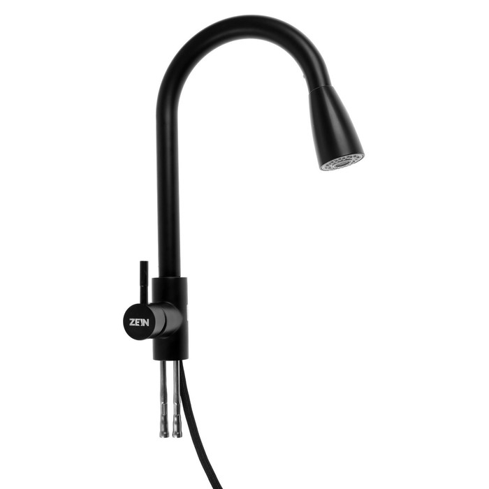 Смеситель для кухни ZEIN Z2571, нержавеющая сталь, с выдвижной лейкой, 2 режима, черный Смеситель для кухни ZEIN Z2571, нержавеющая сталь, с выдвижной лейкой, 2 режима, черный
