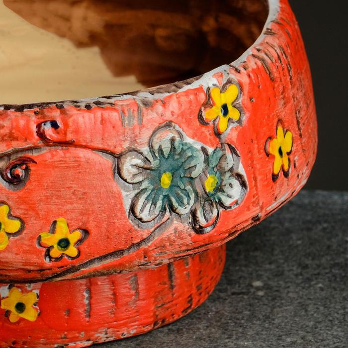 Горшок Горшок "Ветви" красный, 13,5*13,5*5,5 см