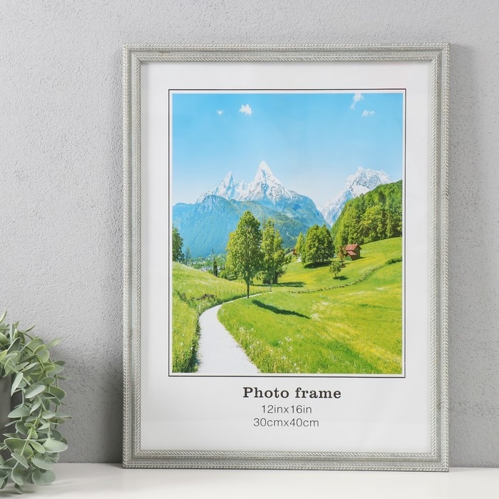 Фоторамка пластик 30х40 см Фоторамка пластик 30х40 см "Двойная коса" серая 32,4х42,4х1,1 см