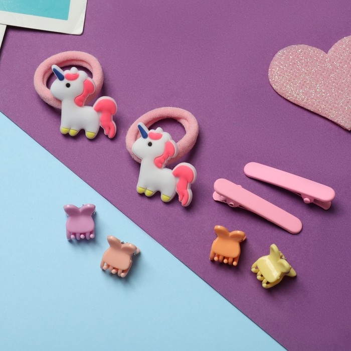 Набор для волос Набор для волос "Крошечка" (2 резинки, 2 зажима, 4 крабика) единорожка волшебный