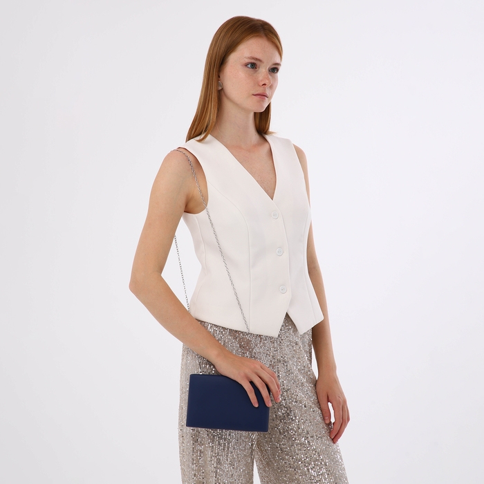 Сумка-клатч на фермуаре, цвет синий