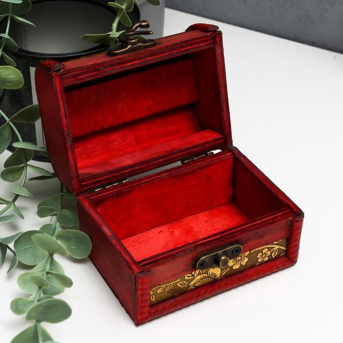 Шкатулка дерево сундучок с ручкой  Шкатулка дерево сундучок с ручкой "Незабудки" 7,3х9,5х7,5 см