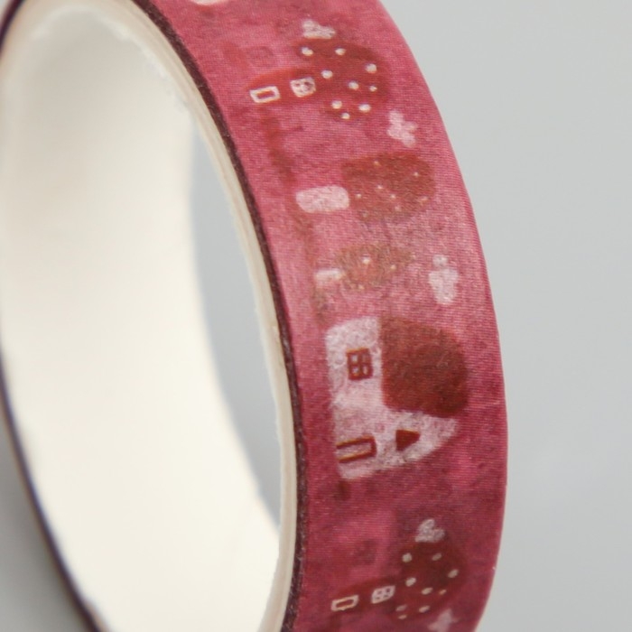 Клейкая лента бумага Клейкая лента бумага "Домик в саду" ширина 1 см намотка 2 м набор 5 шт