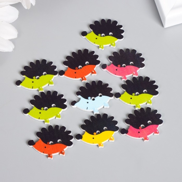 Набор пуговиц декоративных дерево Набор пуговиц декоративных дерево "Маленькие ёжики" набор 10 шт МИКС 1,7х2,3 см