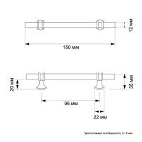 Ручка скоба CAPPIO CAMDEN, м/о 96 мм, d=12 mm, пластик, цвет хром/черный