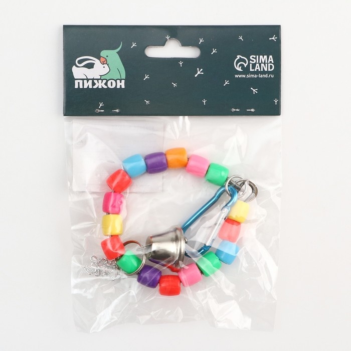 Игрушка для птиц Игрушка для птиц "Кольцо из бусин" с колокольчиком, 8 х 20 см