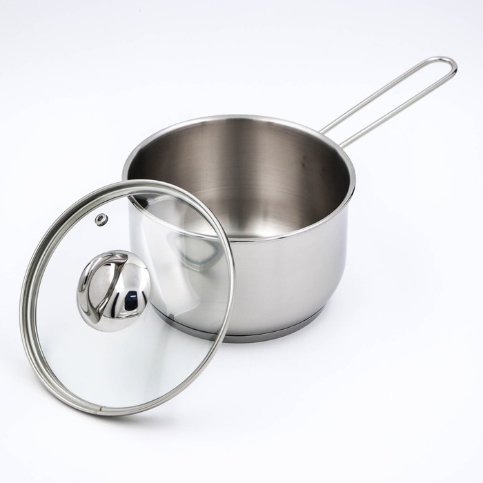 Ковш для кипячения молока, 1,75 л, d=16 см, капсульное дно, стеклянная крышка, индукция Ковш для кипячения молока, 1,75 л, d=16 см, капсульное дно, стеклянная крышка, индукция