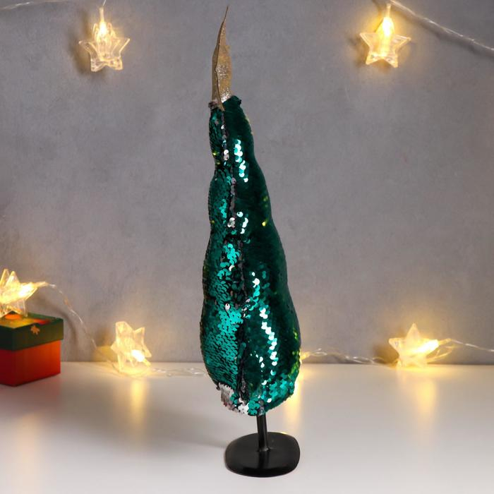 Кукла интерьерная Кукла интерьерная "Ёлочка с серебристо-зелёными пайетками, с золотой звездой" 40х19х24 см