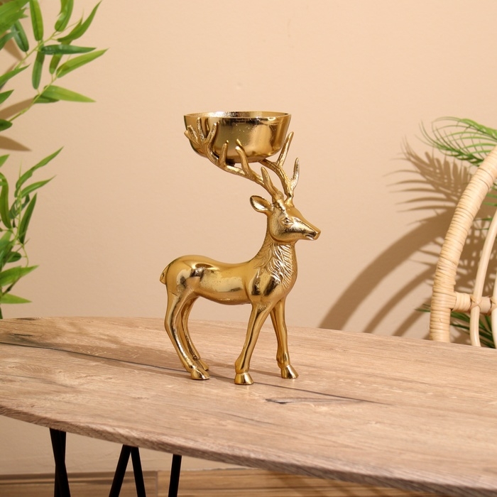 Подсвечник Подсвечник "Олень" алюминий 19х12х28 см