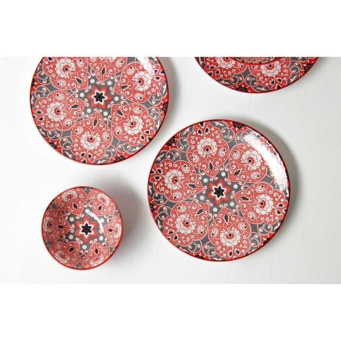 Салатник керамический Доляна «Джавлон», 600 мл, d=14,5 см, цвет красный