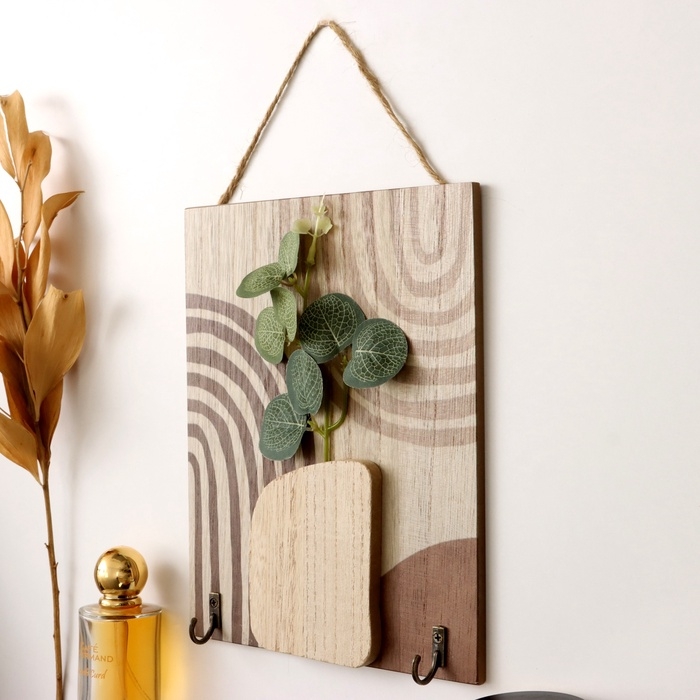 Крючки декоративные дерево Крючки декоративные дерево "Абстракция. Прямоугольник. Цветок" 1,5х19,5х23,5 см