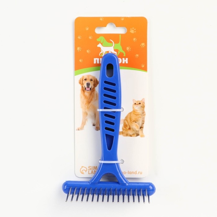Расчёска-грабли 2-рядная, 13,5 х 8,8 см, синяя Расчёска-грабли 2-рядная, 13,5 х 8,8 см, синяя