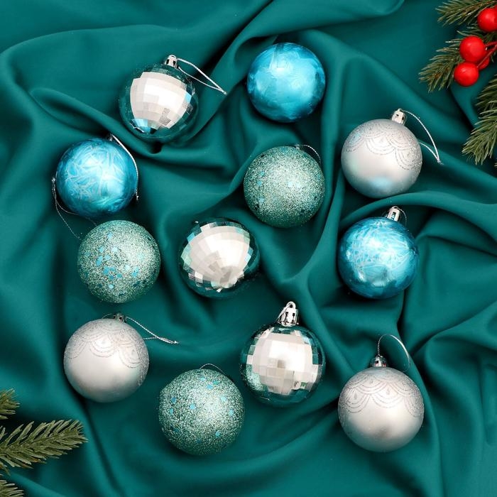 Набор шаров пластик d-5 см, 12 шт Набор шаров пластик d-5 см, 12 шт "Диско орнамент ассорти" микс