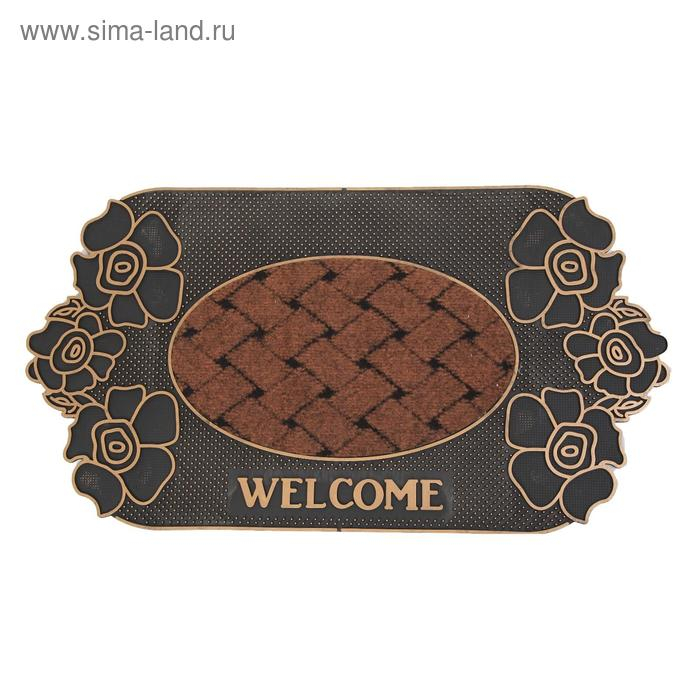 Коврик придверный Доляна «Welcome цветы», 40×70 см, цвет МИКС Коврик придверный Доляна «Welcome цветы», 40×70 см, цвет МИКС