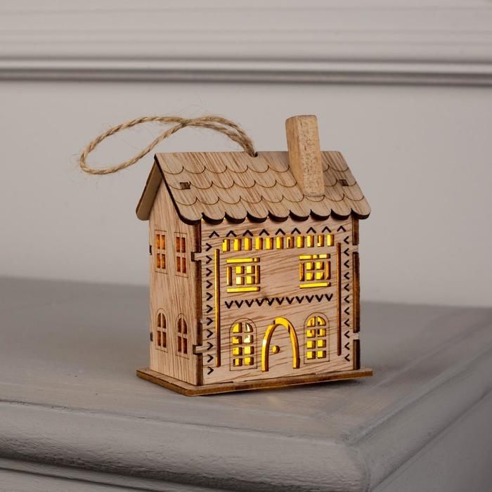 Ёлочная игрушка «Резной домик», от батареек, свечение тёплое белое Ёлочная игрушка «Резной домик», от батареек, свечение тёплое белое
