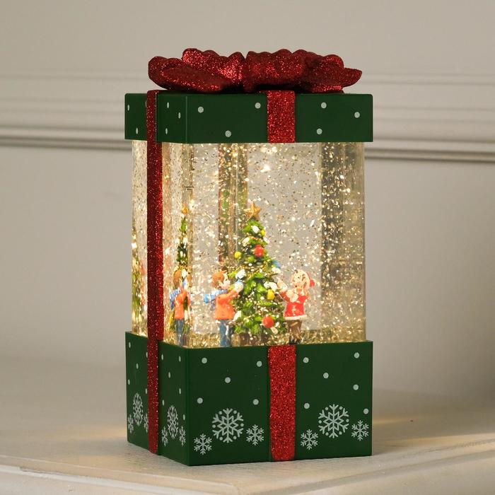 Светодиодная фигура «Подарок зелёный» 10 × 19 × 10 см, пластик, батарейки ААх3 (не в комплекте), USB, свечение тёплое белое Светодиодная фигура «Подарок зелёный» 10 × 19 × 10 см, пластик, батарейки ААх3 (не в комплекте), USB, свечение тёплое белое