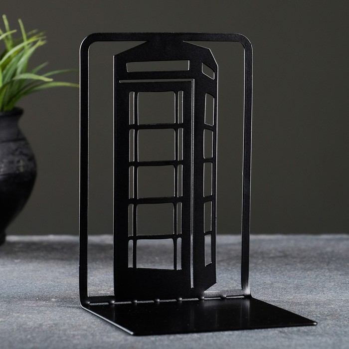 Держатель-подставка для книг  Держатель-подставка для книг "Лондон. Телефонная будка" набор 2шт, 15х10х10см, черный