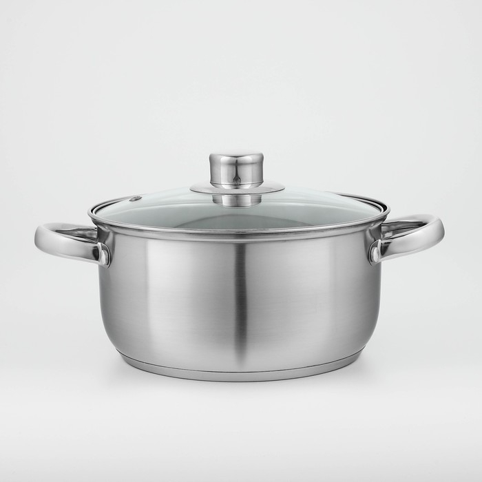 Кастрюля из нержавеющей стали Доляна «Гретте», 3,2 л, d=20 см, с крышкой, капсульное дно, индукция Кастрюля из нержавеющей стали Доляна «Гретте», 3,2 л, d=20 см, с крышкой, капсульное дно, индукция