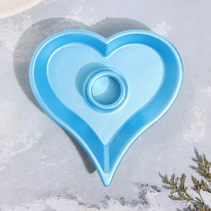 Подсвечник Подсвечник "Сердце" из гипса,14х2,5см,голубой