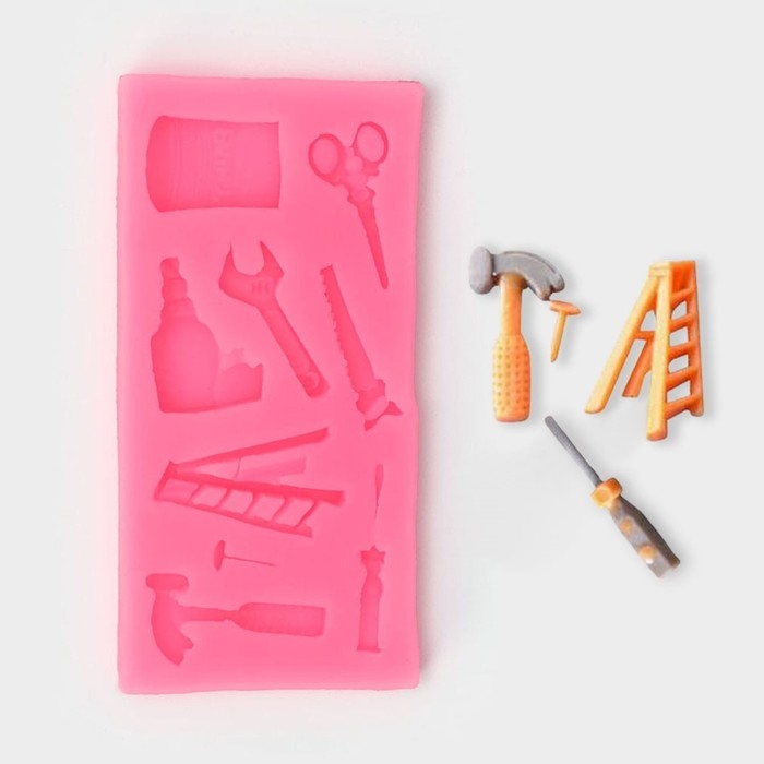 Молд «Инструменты», силикон, 10,5×5×1 см, цвет МИКС Молд «Инструменты», силикон, 10,5×5×1 см, цвет МИКС