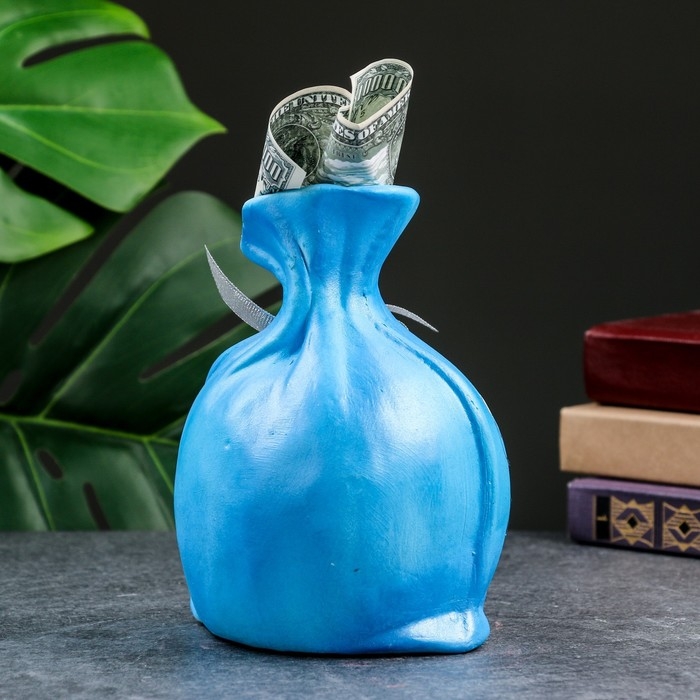 Копилка Копилка "Мешок - На добрые дела" голубая, 17см