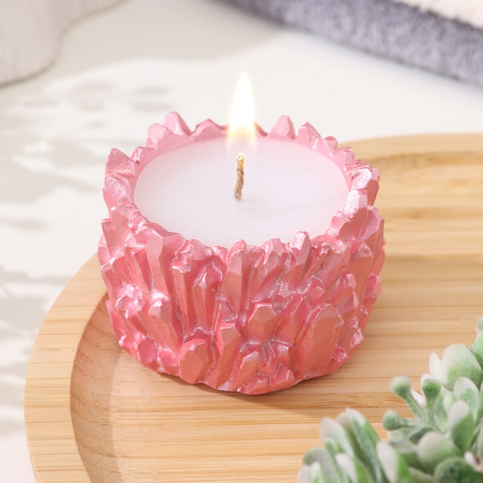 Свеча  Свеча "Кристаллы" в подсвечнике из гипса,6х4см, розовый