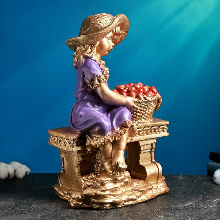 Фигура "Девушка на скамье" бронза, 21х28х44см