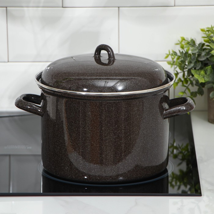 Кастрюля эмалированная, 4,5 л, без деколи, индукция, цвет коричневый