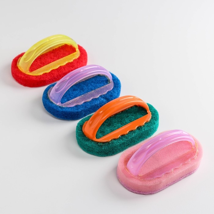 Щётка абразивная с ручкой Доляна, 15×8 см, цвет МИКС Щётка абразивная с ручкой Доляна, 15×8 см, цвет МИКС