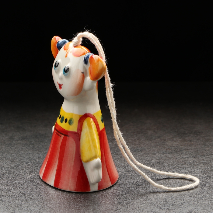 Колокольчик фарфоровый  Колокольчик фарфоровый "Девочка", авторская роспись, 9 см