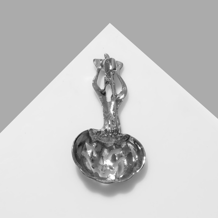 Брошь «Тыква» с привидением, цвет оранжевый в серебре Брошь «Тыква» с привидением, цвет оранжевый в серебре