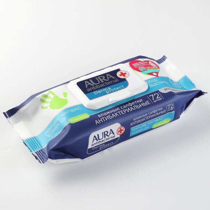 Влажные салфетки Aura, антибактериальные, 72 шт. Влажные салфетки Aura, антибактериальные, 72 шт.